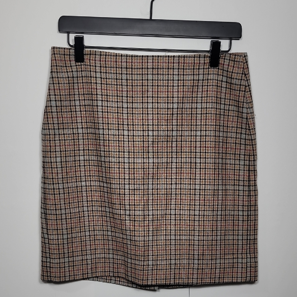 Banana Republic Plaid Mini Skirt - Black and Tan